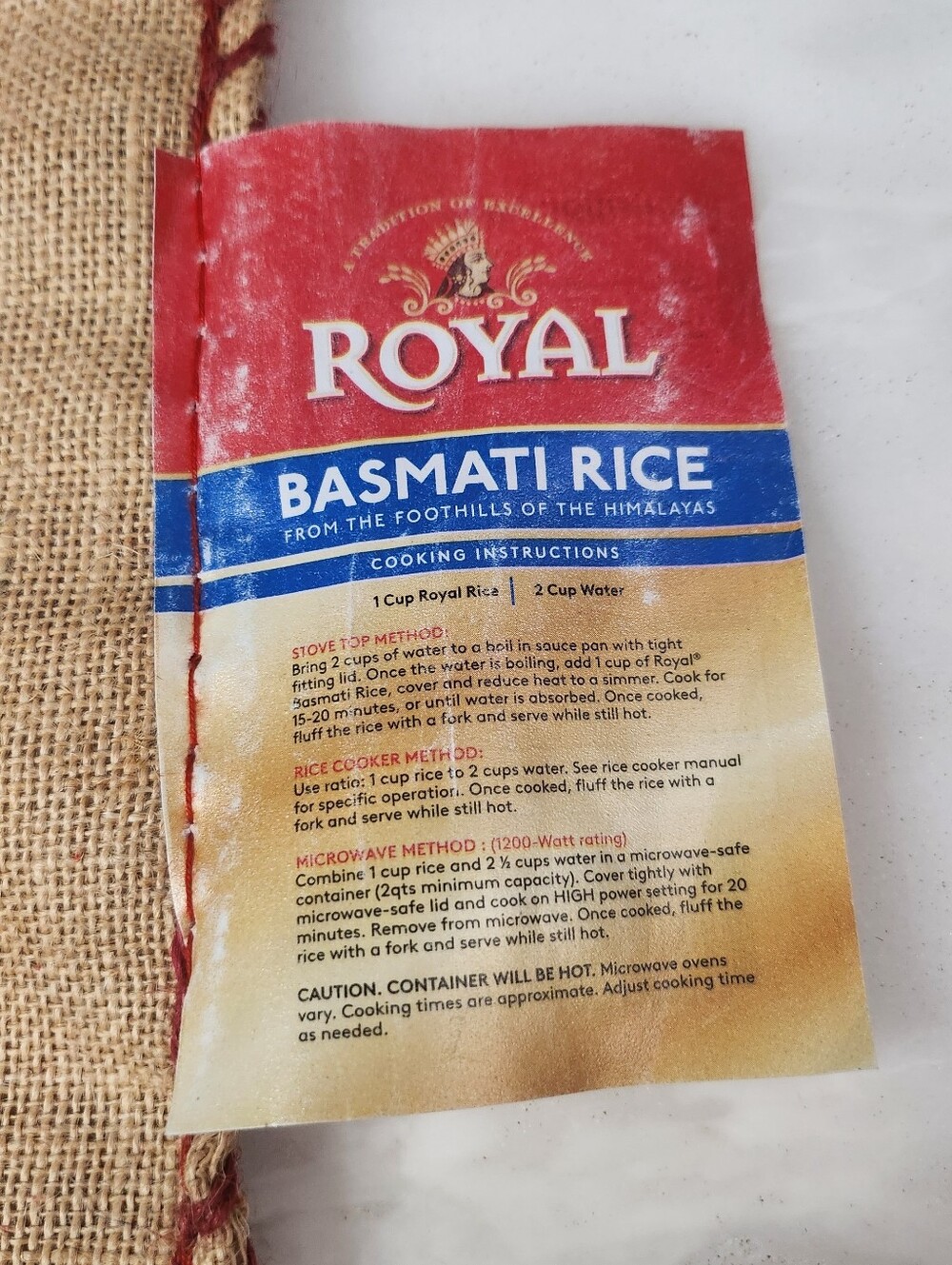 Upcycled Royal Rice Burlap Tote - Picture 2 of 7